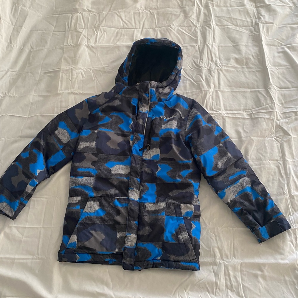 Boys Columbia Blue and Gray Camouflage Jacket